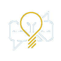 icon depicting 2 chat bubbles coming together to make a lightbulb