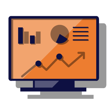 Illustration of finance technology on a desktop monitor